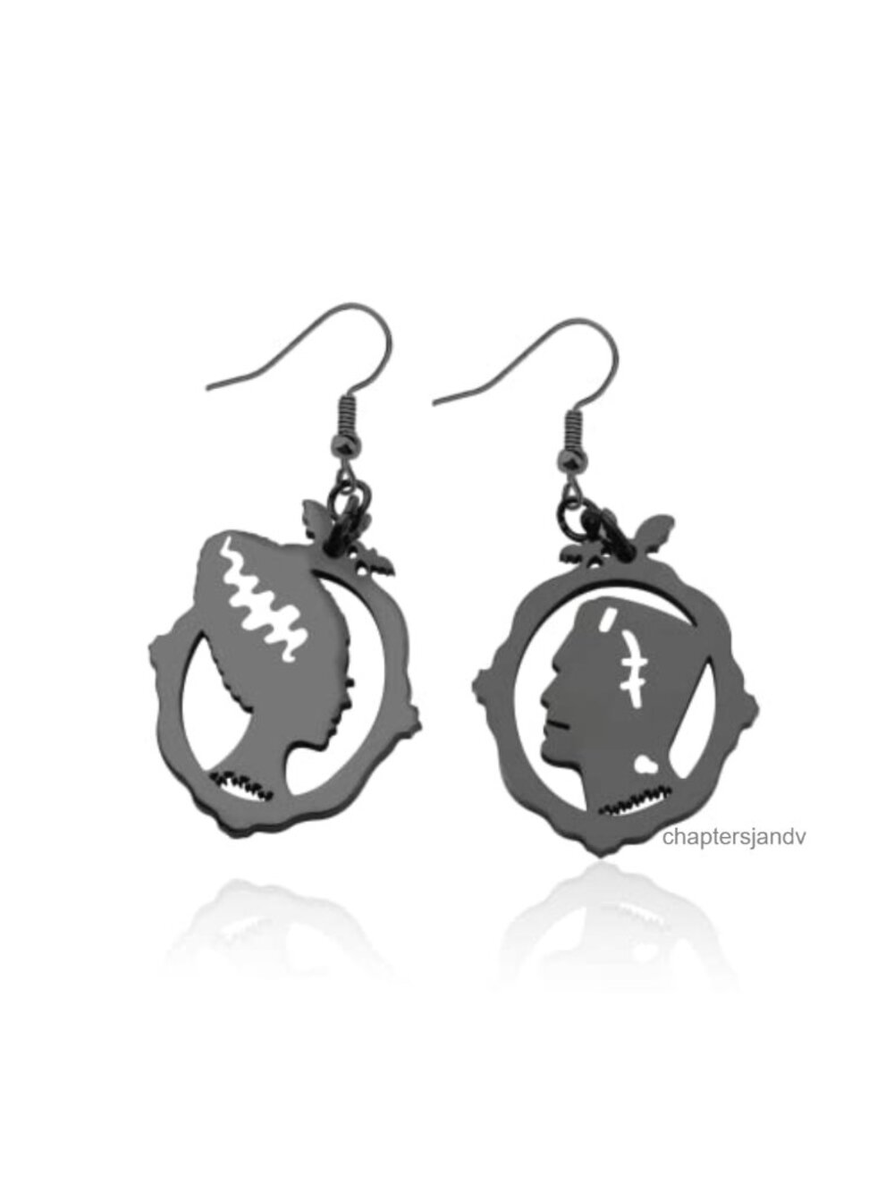 Horror Movie Inspired Monster & Bride Earrings Stainless Steel Drop Dangle
